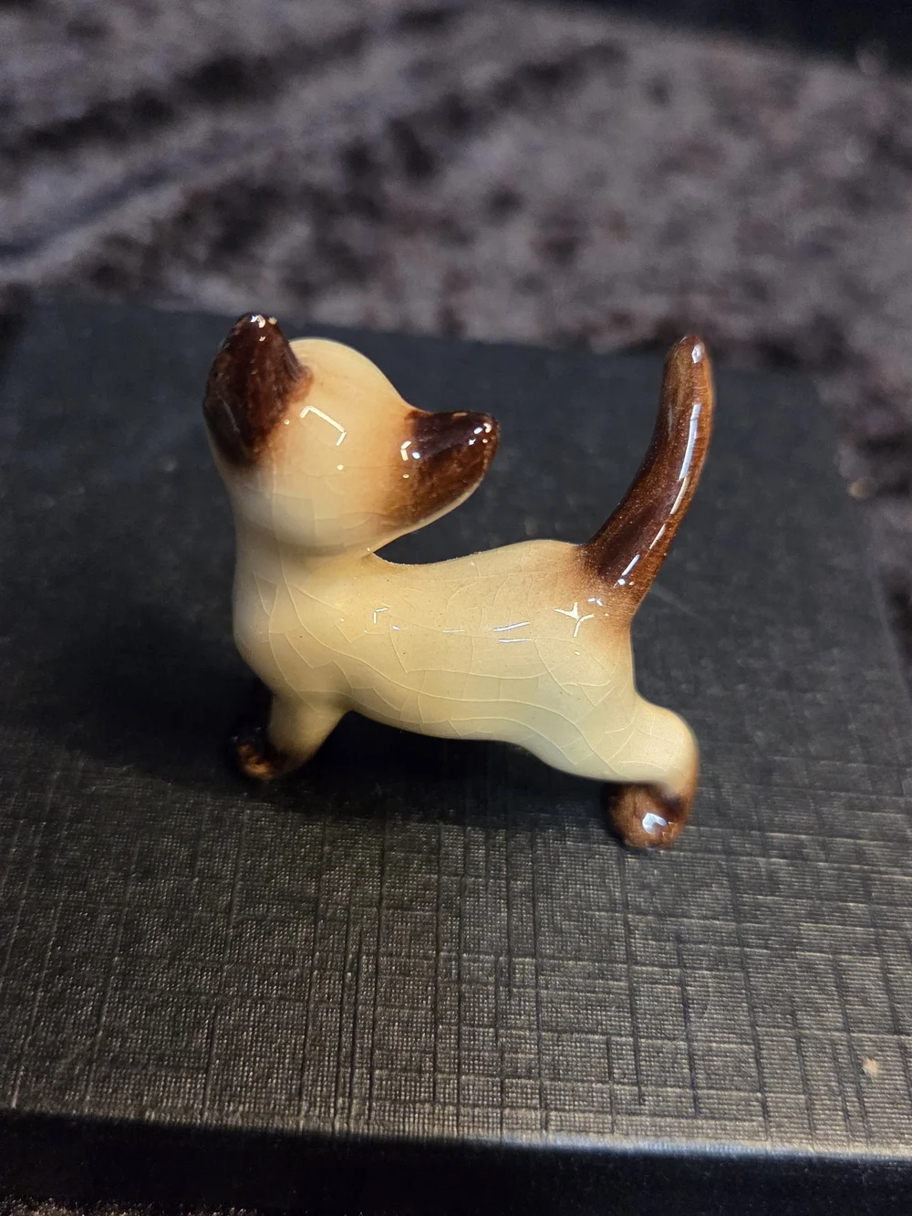VTG Hagen Renaker Siamese Tom Cat Glazed Ceramic Figurine Blue Eyes #2